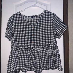 button front plaid shein blouse, size large, in very good condition, never worn